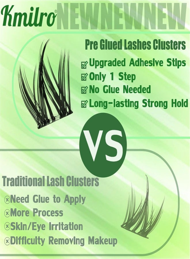 kmilro Self Adhesive Eyelashes 10-14mm Manga Self Adhesive Lash Clusters Spiky Pre Glued Lashes Anime Press on Lashes No Glue Needed Wispy Reusable DIY Cluster Eyelash Extensions Kit with Tweezers, by Kmilro - Image 5